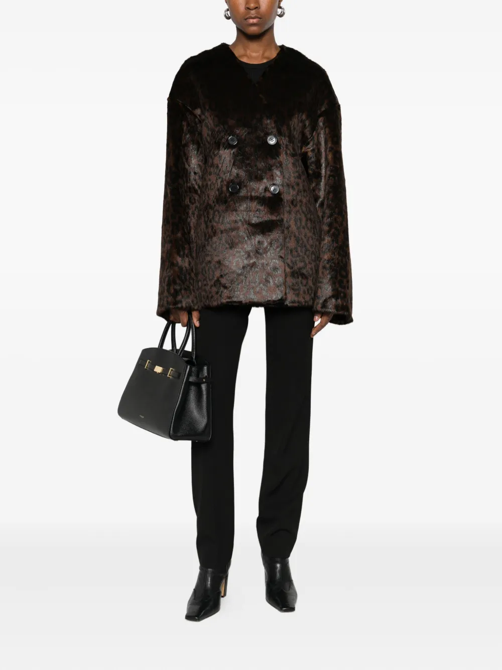 The Frankie Shop Valentina Leopard-pattern Jacket In Brown
