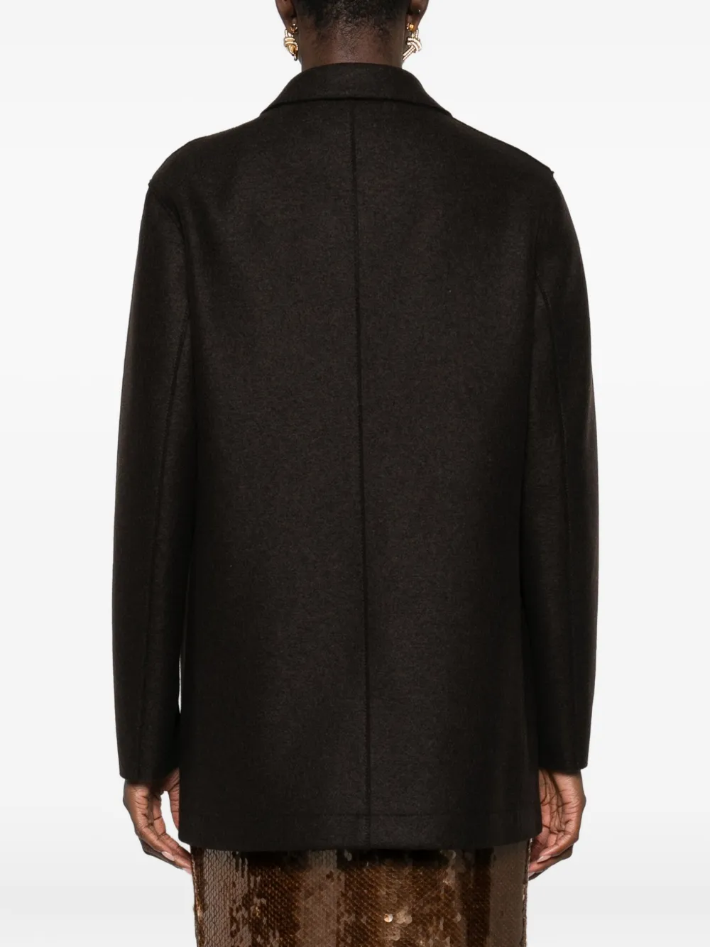 Harris Wharf London Mantel met dubbele rij knopen Bruin