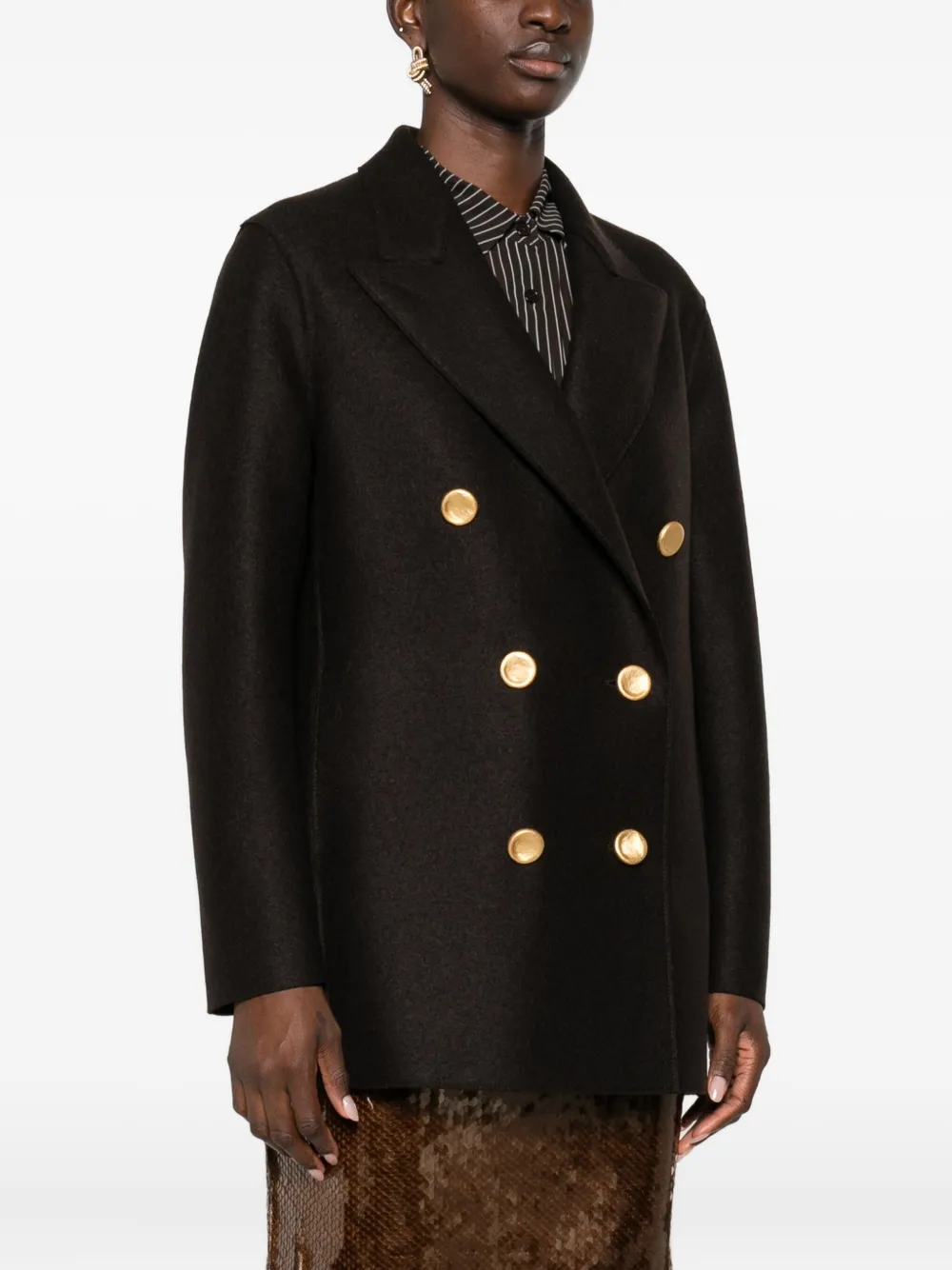 Harris Wharf London Mantel met dubbele rij knopen Bruin