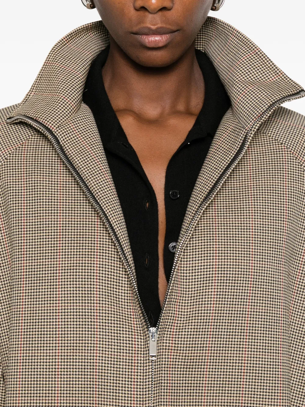 The Frankie Shop Houndstooth Bomber Jacket In Neutral