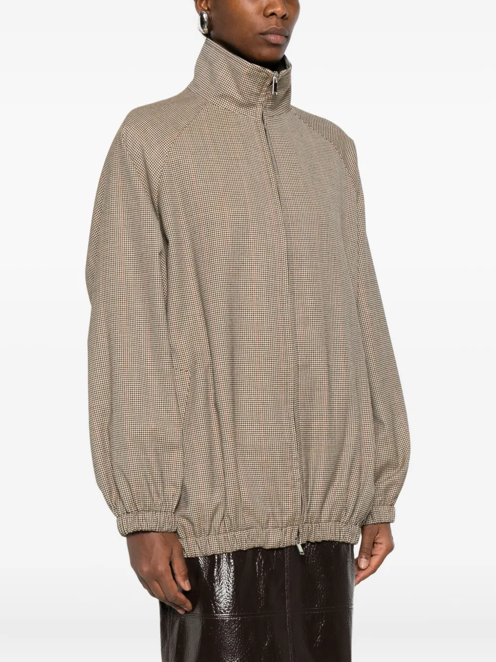 The Frankie Shop Houndstooth Bomber Jacket In Neutral