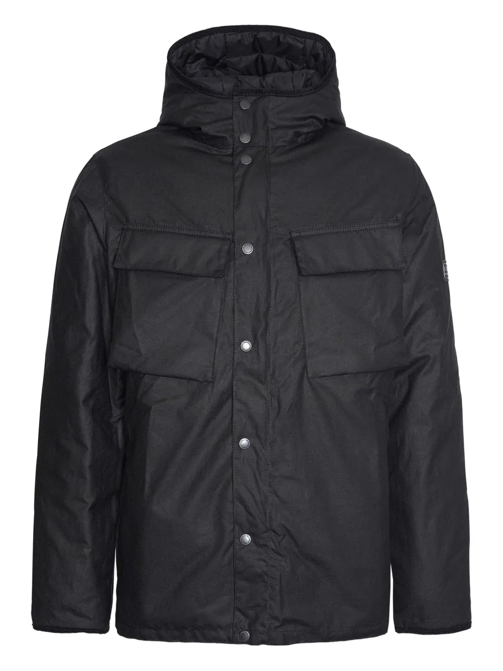 Barbour chest-pocket waxed jacket Zwart