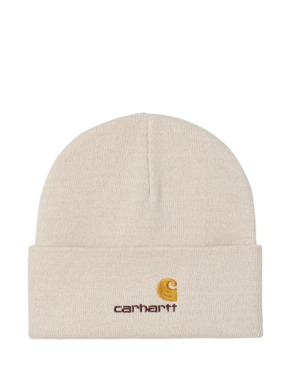 Carhartt WIP American Script embroidered-logo beanie hat Beige