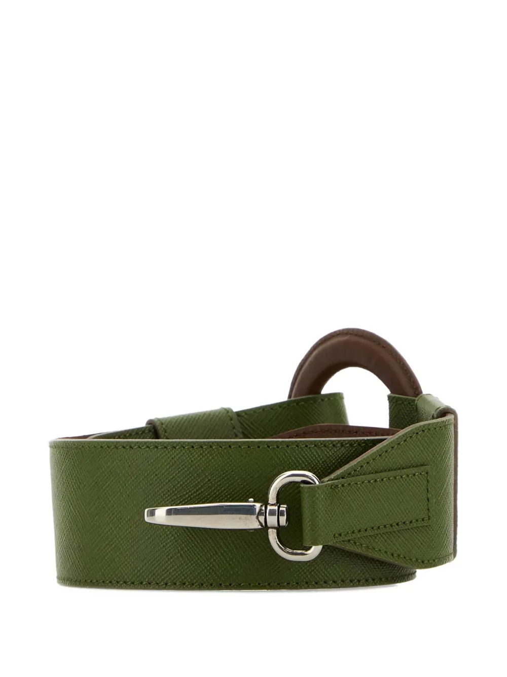 Prada Leren schouderband met ovalen ring Groen