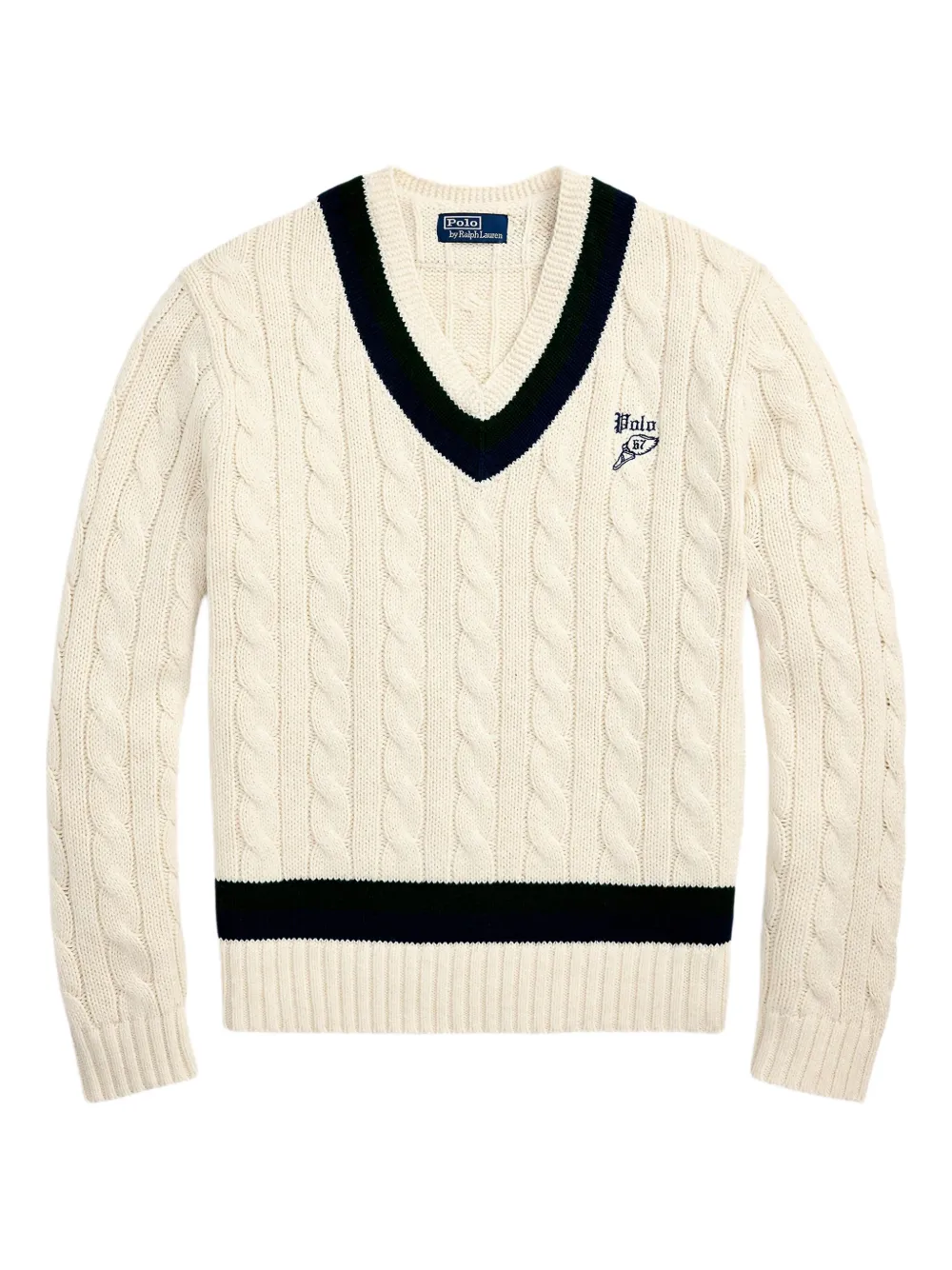 embroidered-logo v-neck sweater