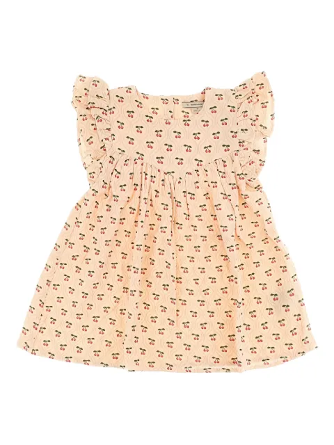 Konges Sløjd vestido con cerezas estampadas y volantes