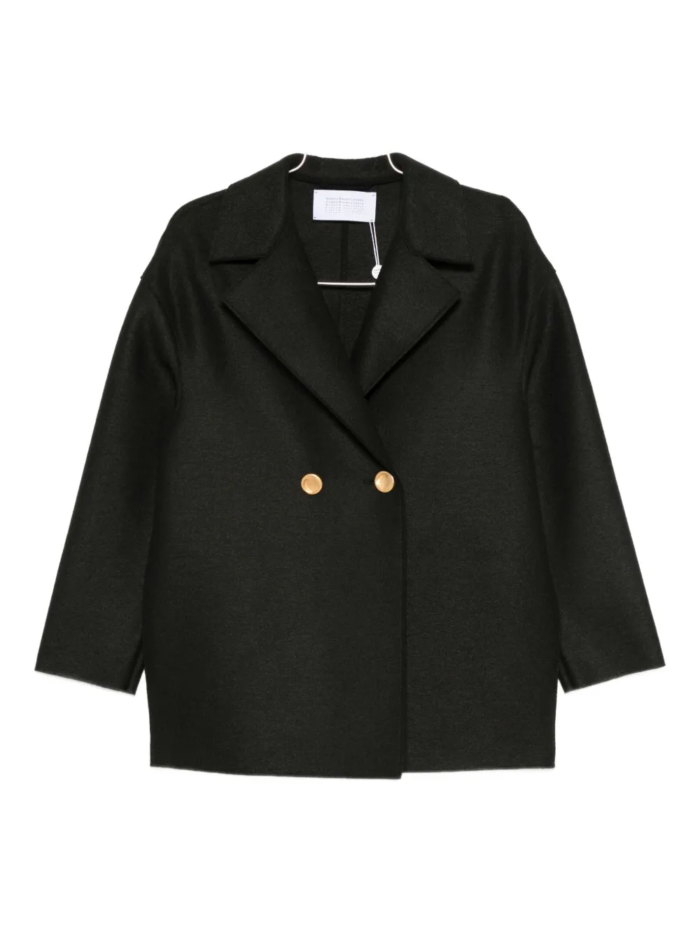 Harris Wharf London Virgin-wool Double-breasted Coat In Black