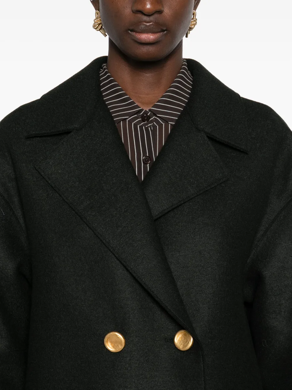 Harris Wharf London Virgin-wool Double-breasted Coat In Black