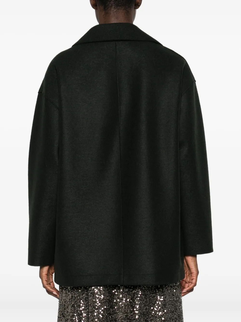 Harris Wharf London Virgin-wool Double-breasted Coat In Black