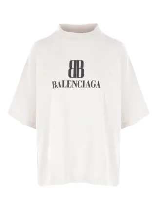 Balenciaga 不規則ロゴプリント 半袖Tシャツ ホワイト Balenciaga ロゴ Tシャツ | ホワイト | FARFETCH JP