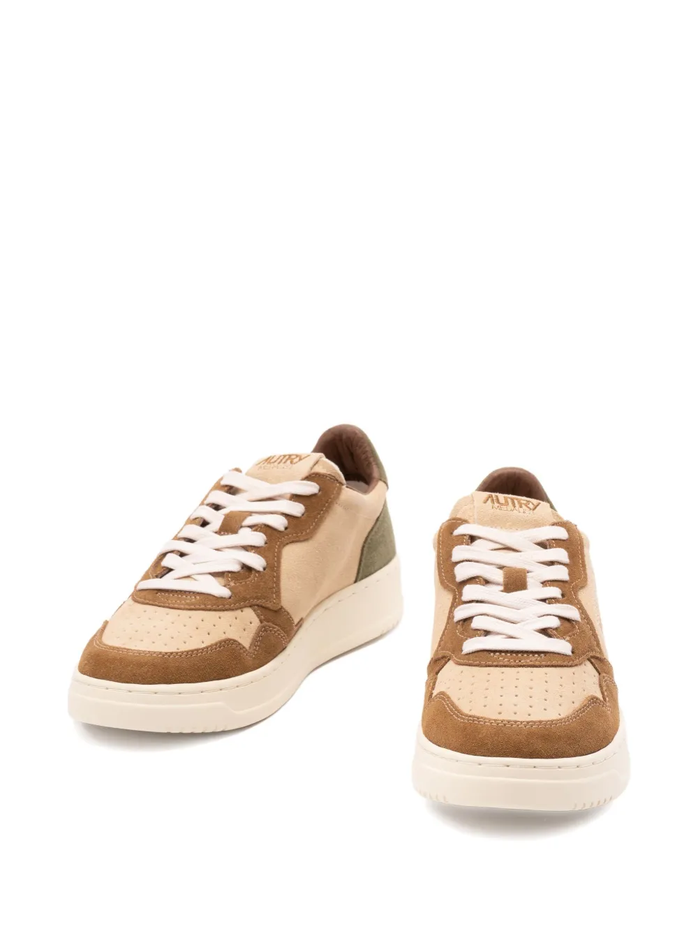 Autry Medalist suede-panelled lace-up sneakers Neutrals