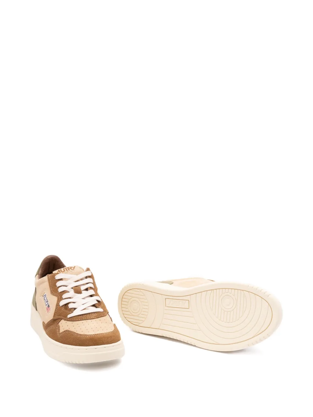 Autry Medalist suede-panelled lace-up sneakers Neutrals