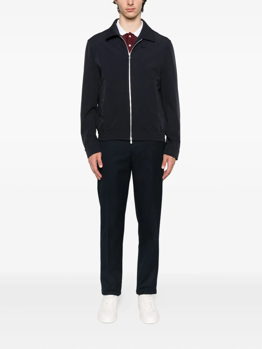 Brunello Cucinelli zip-fastening elasticated-hem bomber jacket Blauw