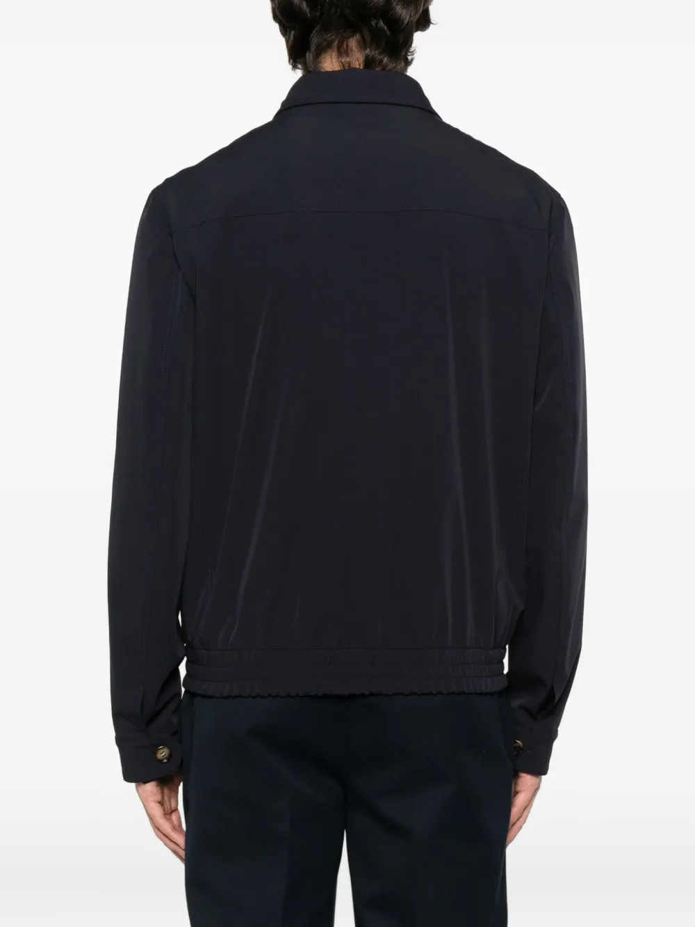 Brunello Cucinelli zip-fastening elasticated-hem bomber jacket Blauw