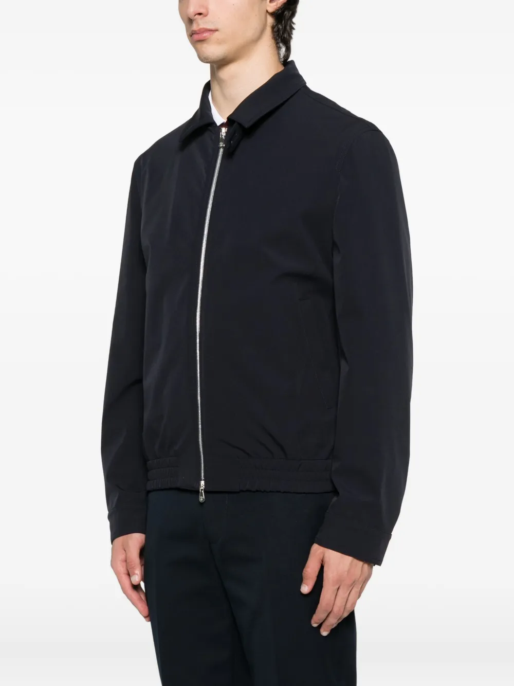 Brunello Cucinelli zip-fastening elasticated-hem bomber jacket Blauw