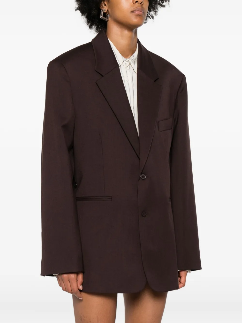The Frankie Shop Single-breasted Blazer In Brown