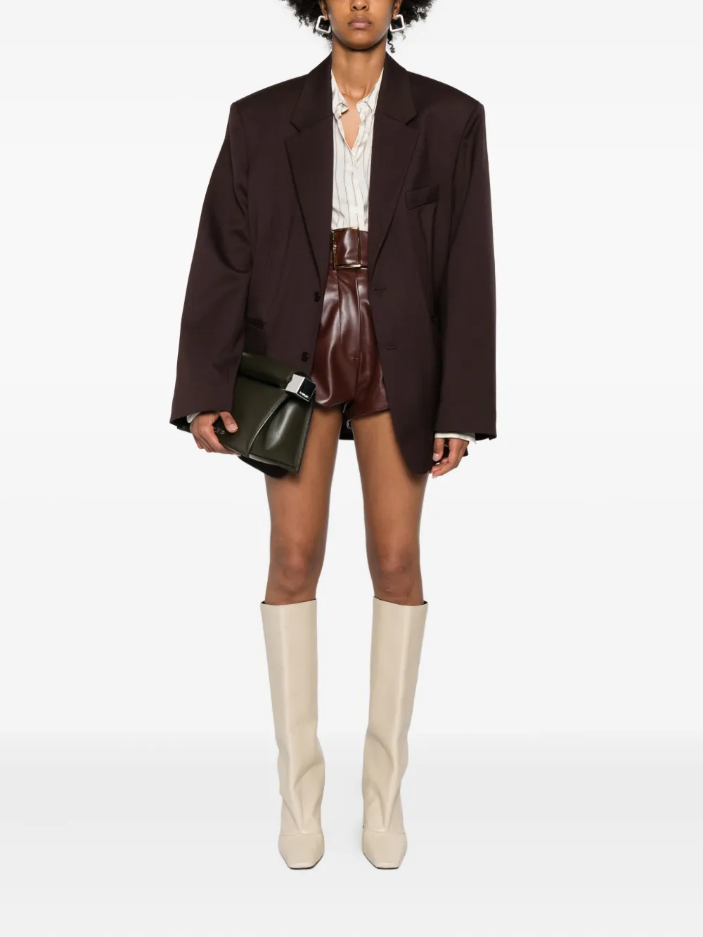 The Frankie Shop Single-breasted Blazer In Brown
