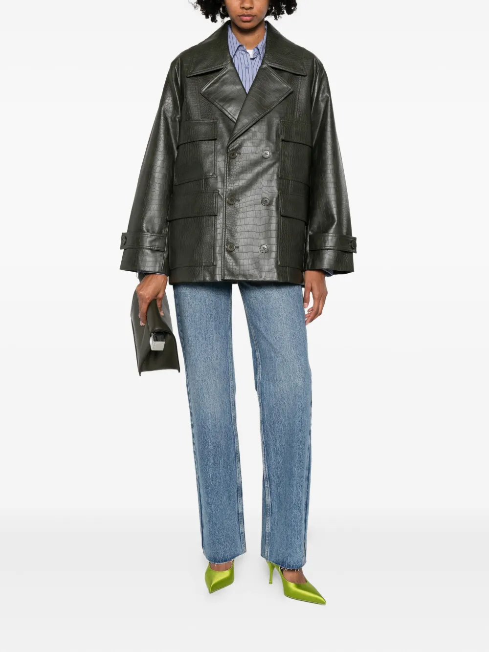 The Frankie Shop faux leather double-breasted coat | Double Breasted & Peacoats | Image 2