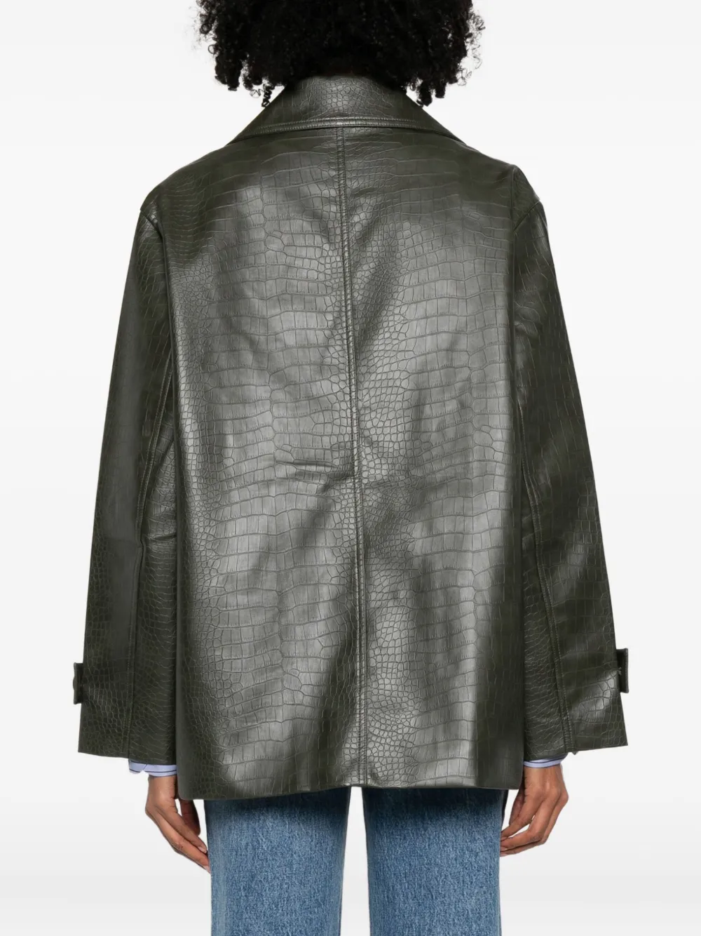 The Frankie Shop Jas van imitatieleer met dubbele rij knopen Groen