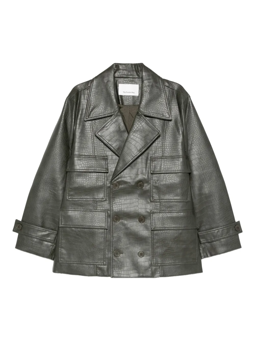 The Frankie Shop faux leather double-breasted coat | Green | Image 1