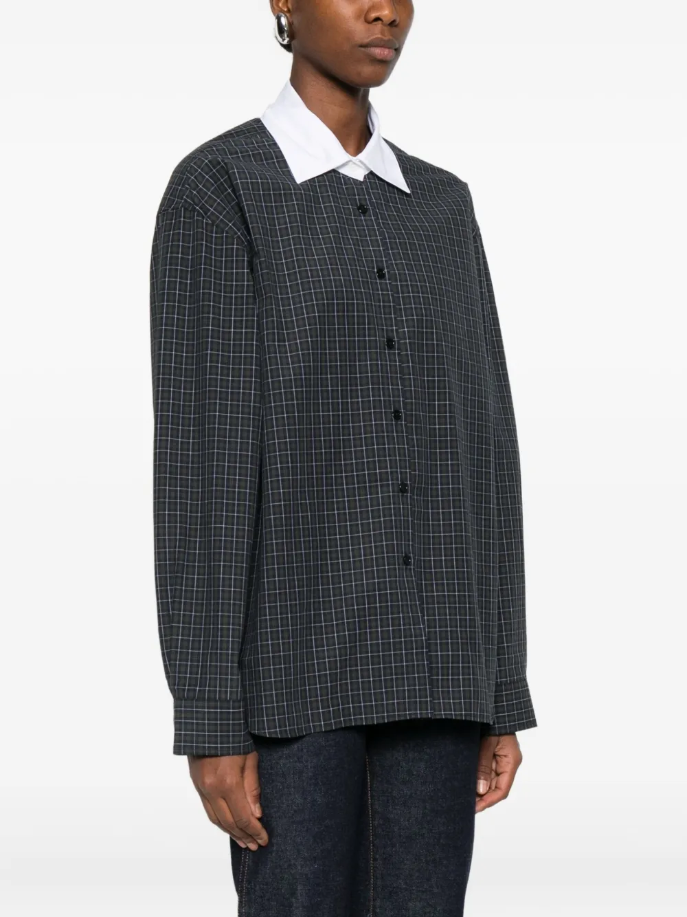 The Frankie Shop Checked Shirt In Gray