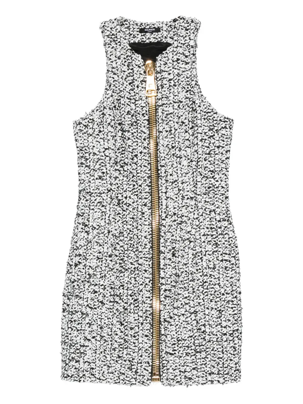 Balmain Zip-front Tweed Mini Dress In Multi