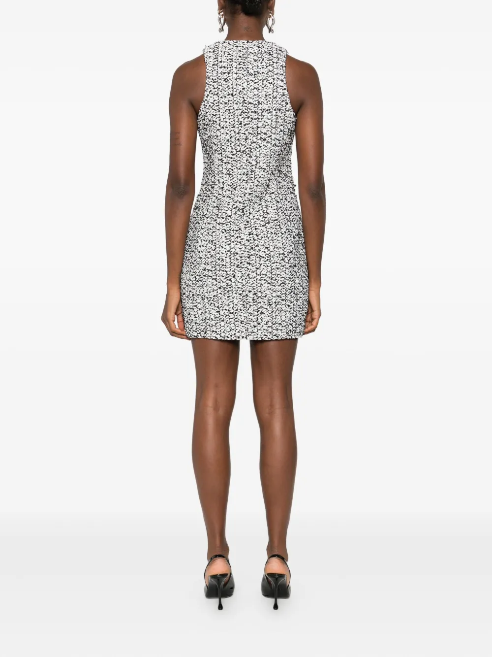 Balmain Zip-front Tweed Mini Dress In Multi