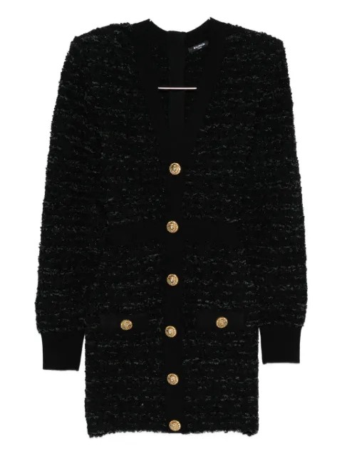 Balmain pockets button knit tweed dress