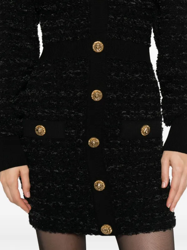 black tweed dress gold buttons Black Tweed Mini Dress - All Dresses