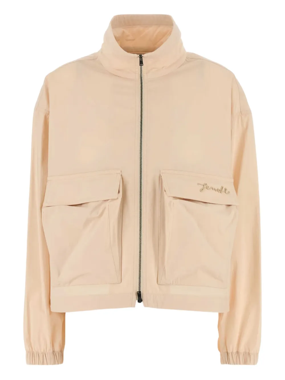 Fendi Embroidered Flap-pocket Jacket In Neutral