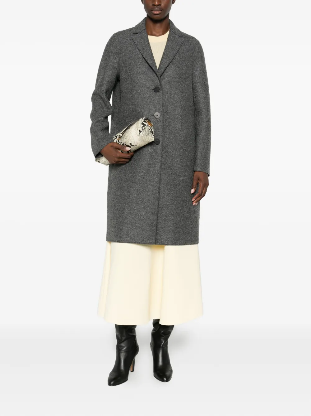 Harris Wharf London Buttoned Single-breasted Coat In Gray