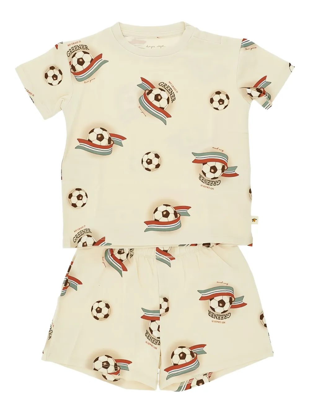 Konges Sløjd T-shirt en shorts met voetbalprint Beige