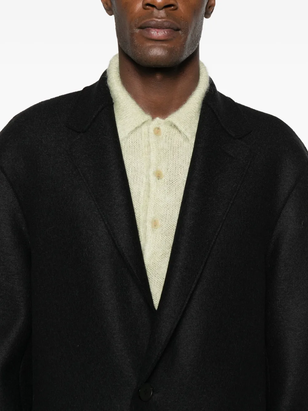 Harris Wharf London Jas met enkele rij knopen en klepzak Zwart