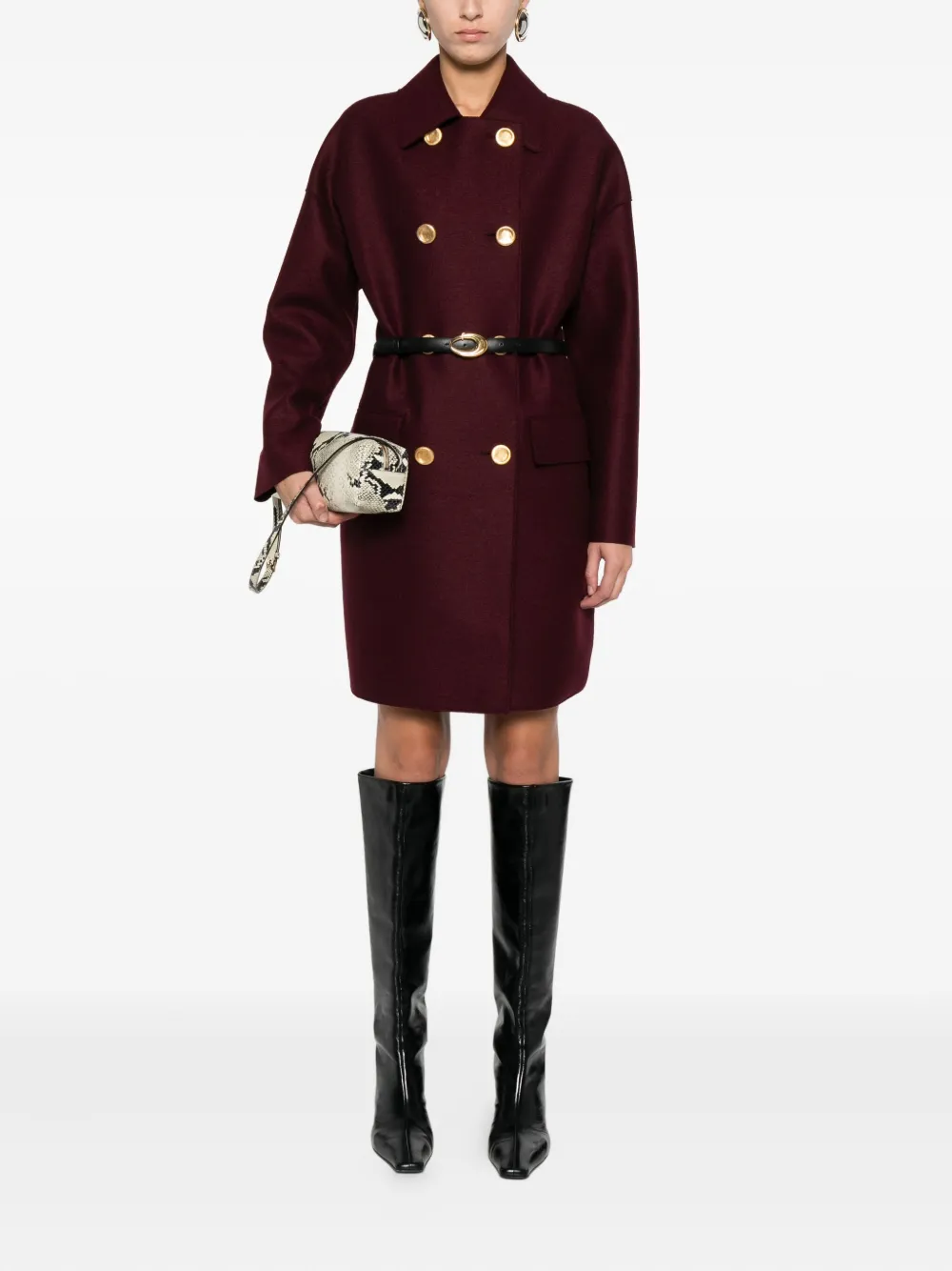 Harris Wharf London Double-breasted Coat In Red