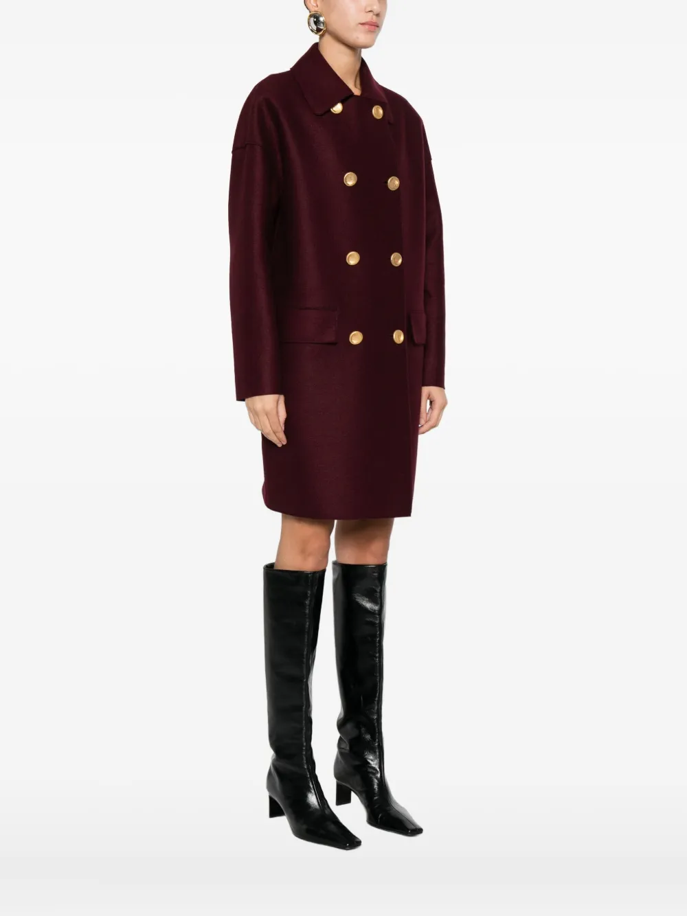 Harris Wharf London Double-breasted Coat In Red