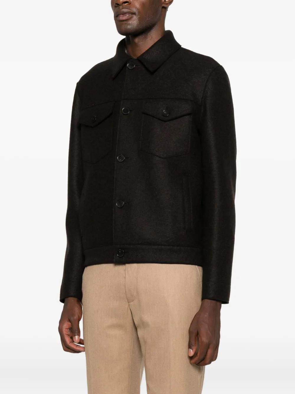 Harris Wharf London Jack met borstzak en knopen Bruin