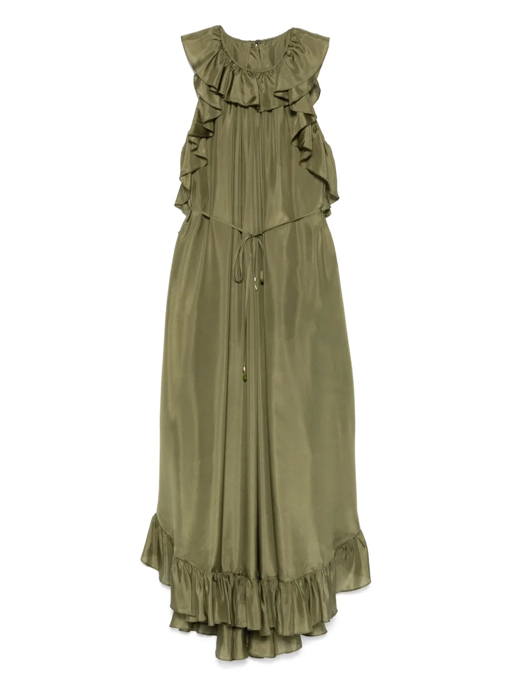 ZIMMERMANN Cascadian midi-jurk met ruches Groen