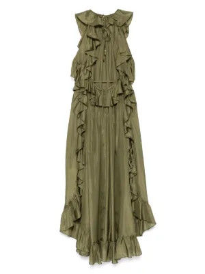 ワンピース ZIMMERMANN Women Dresses 1408DF242BOGR Green ZIMMERMANN Super Eight Silk Wrap Mini Dress in Hunter Green