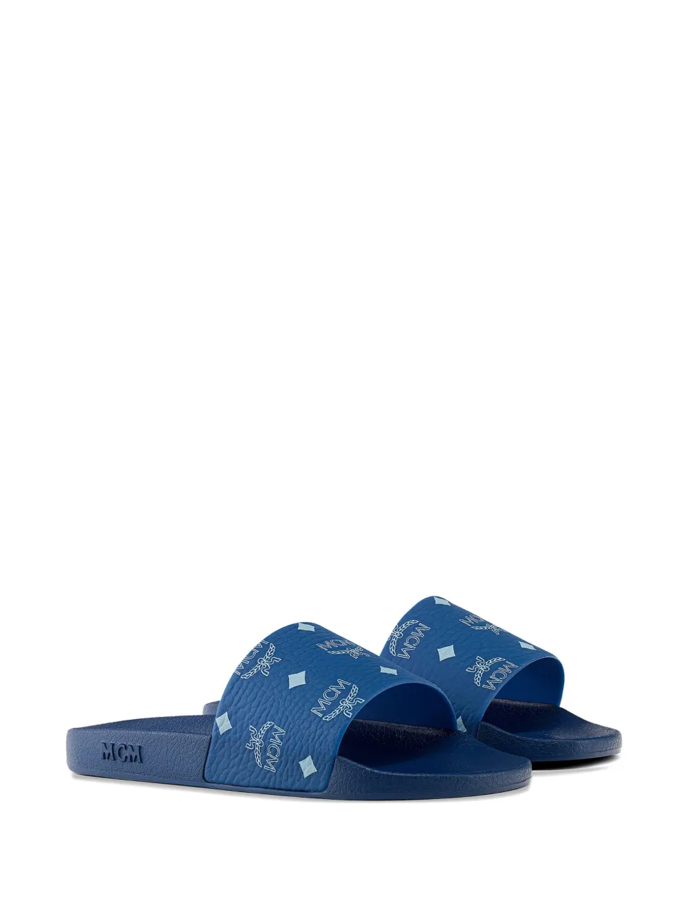 MCM monogram-print slides Blue