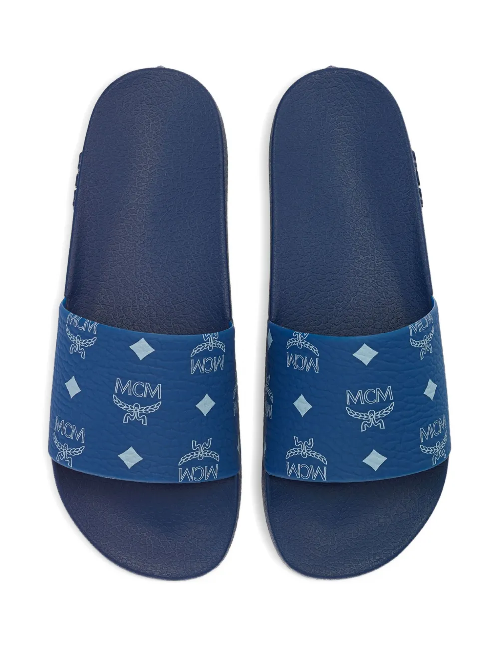 MCM monogram-print slides Blue