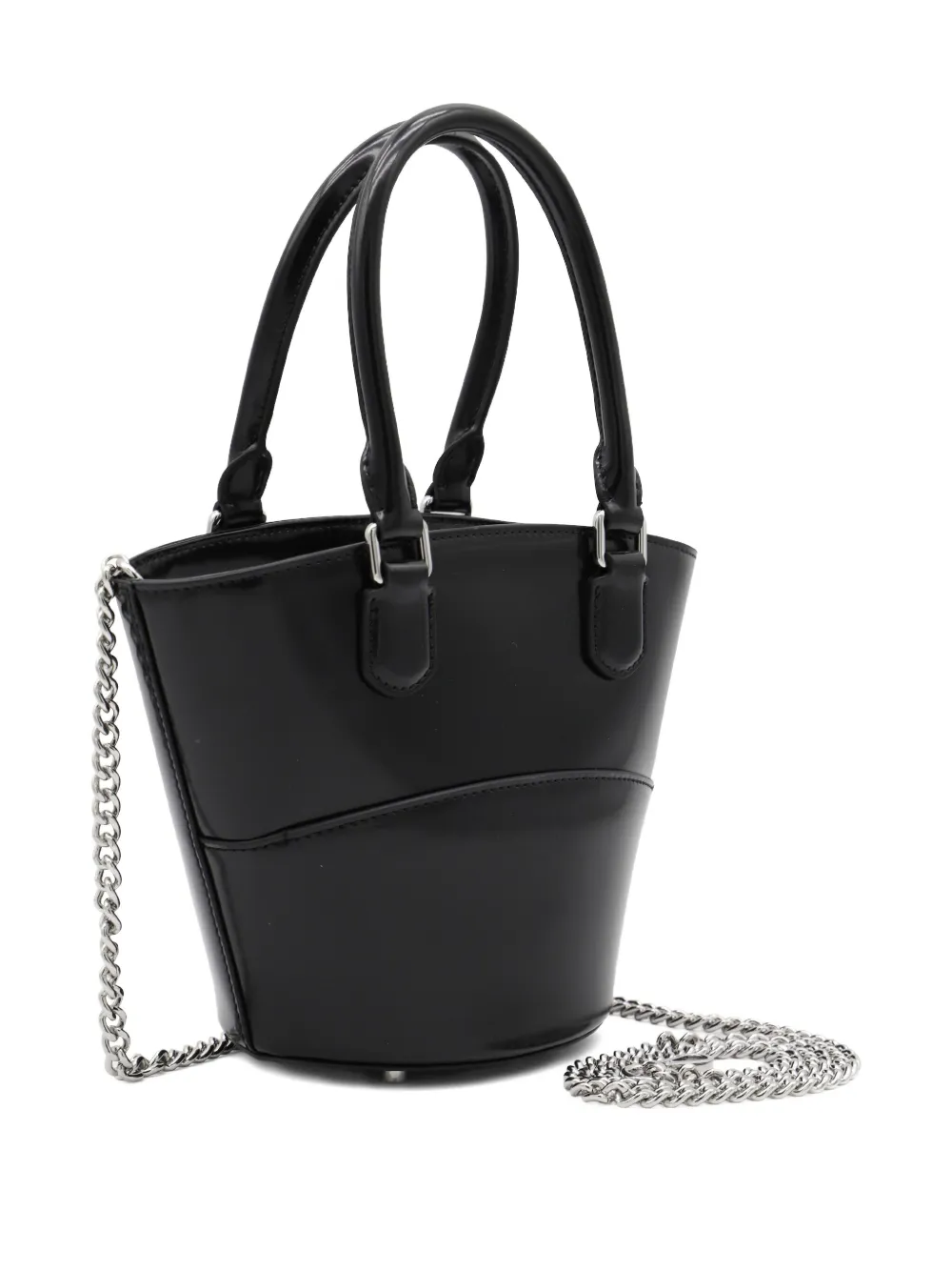 Self-Portrait Gelakte bucket-tas Zwart