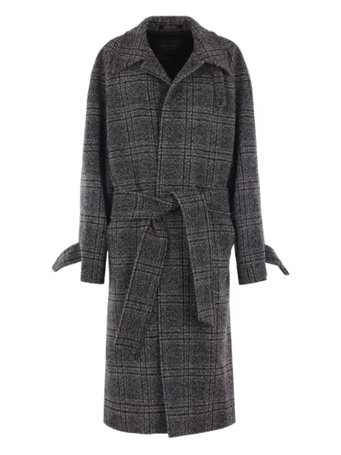 Balenciaga معطف كاروهات بحزام