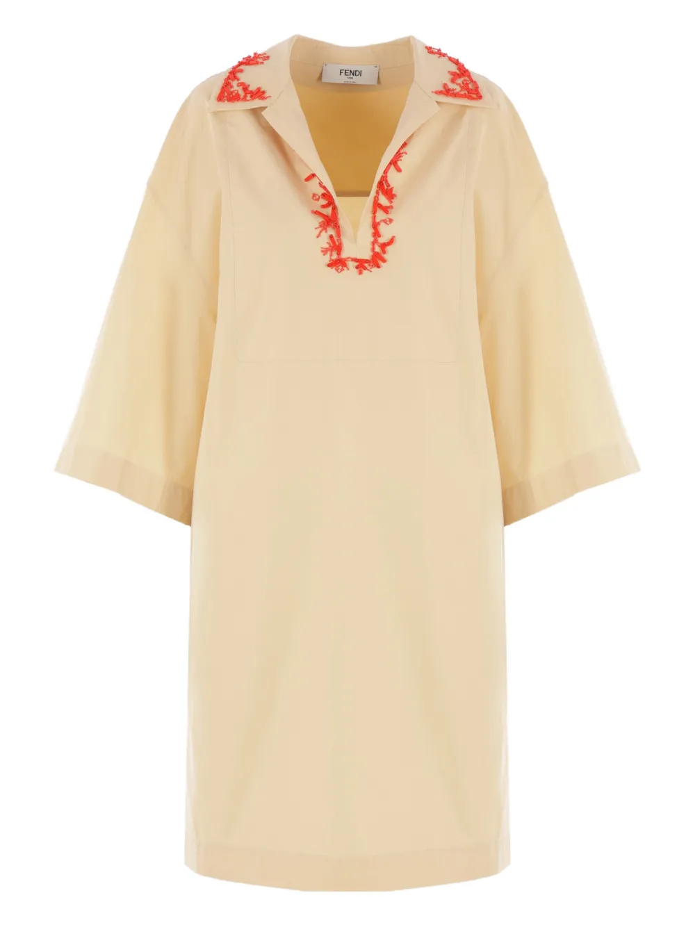 FENDI bead-embroidered cotton dress Geel