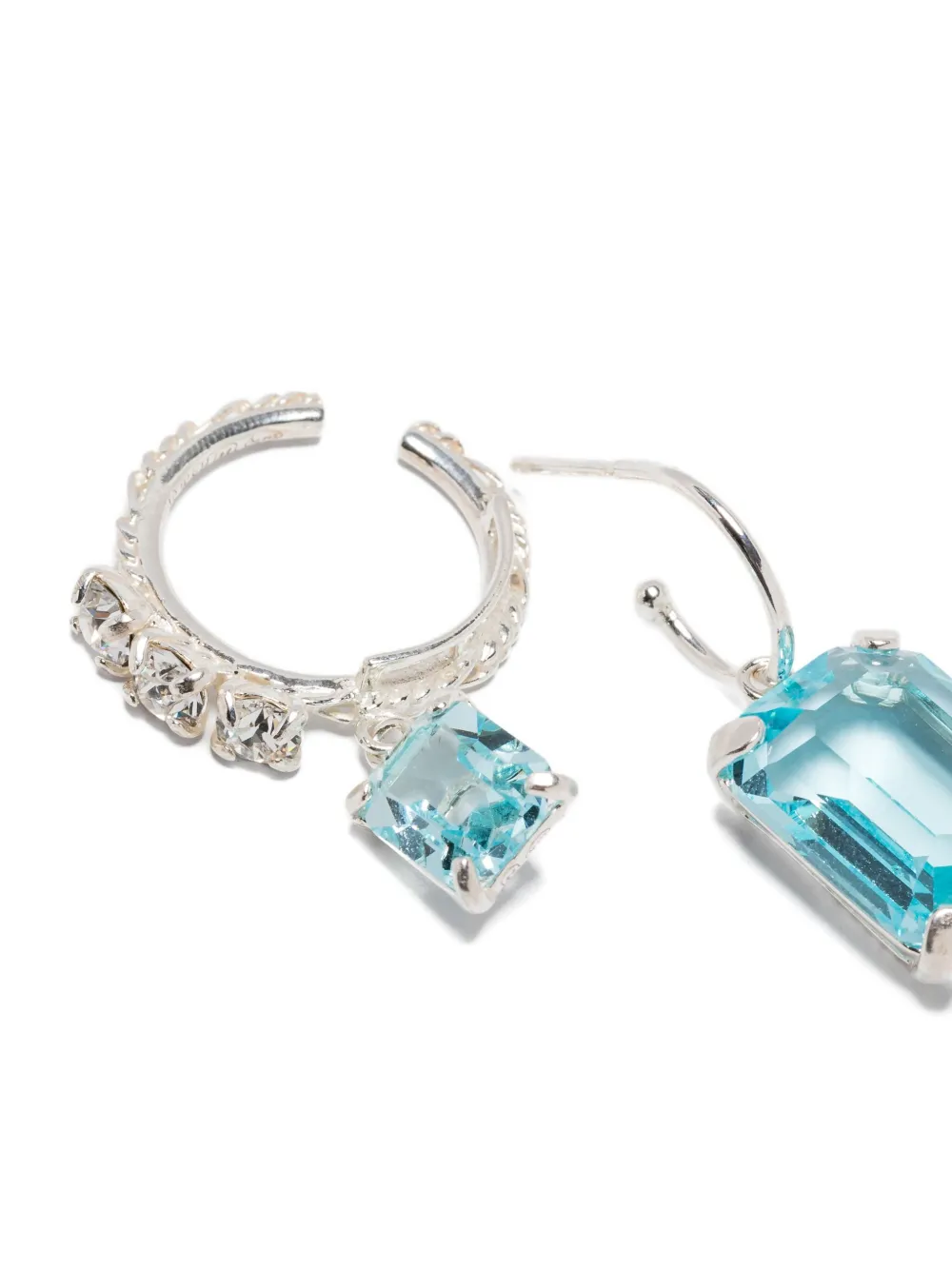 Wouters & Hendrix aquamarine crystal hoop earrings - Zilver
