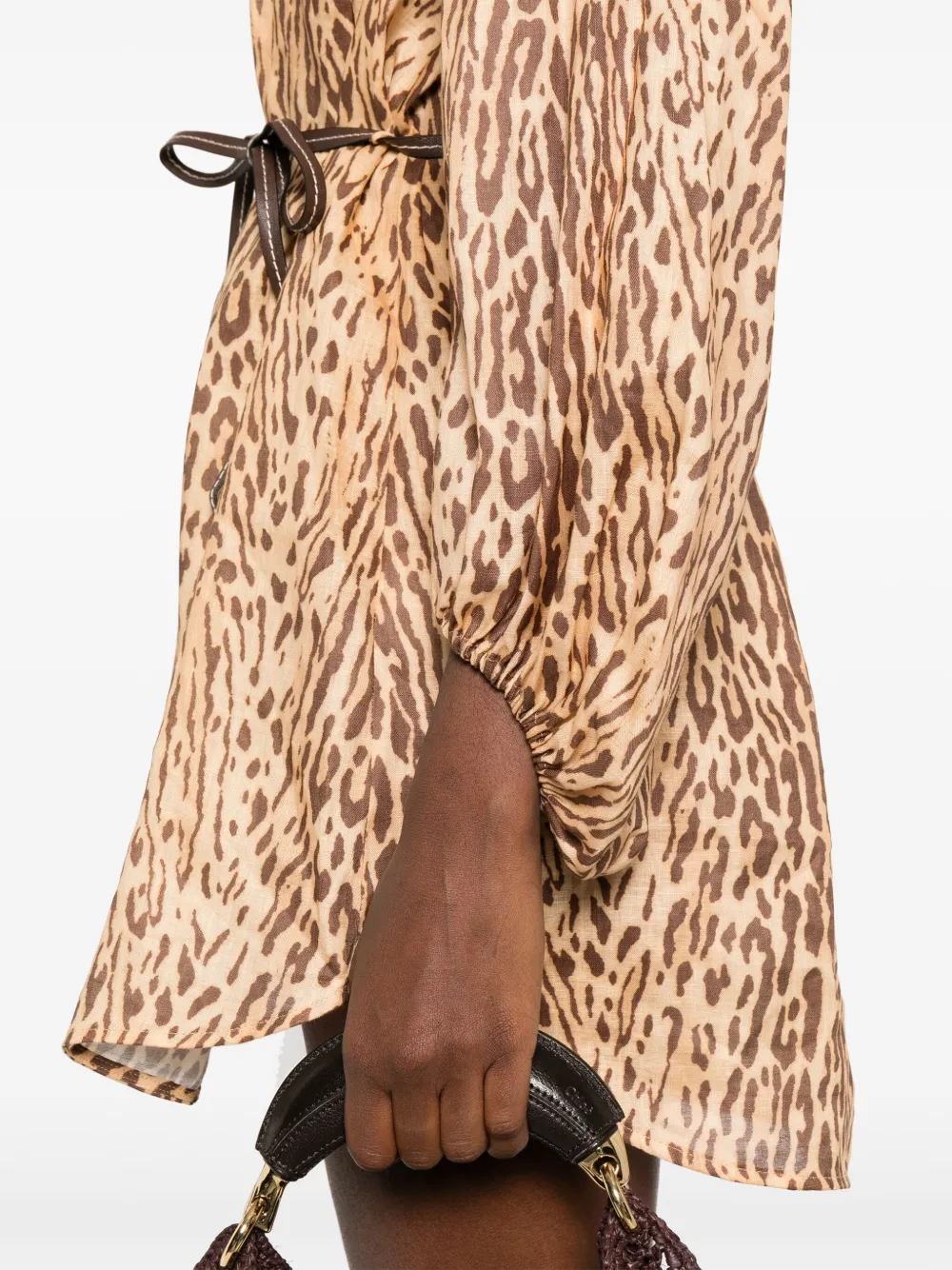 ZIMMERMANN Cascadian mini-jurk met luipaardprint Beige