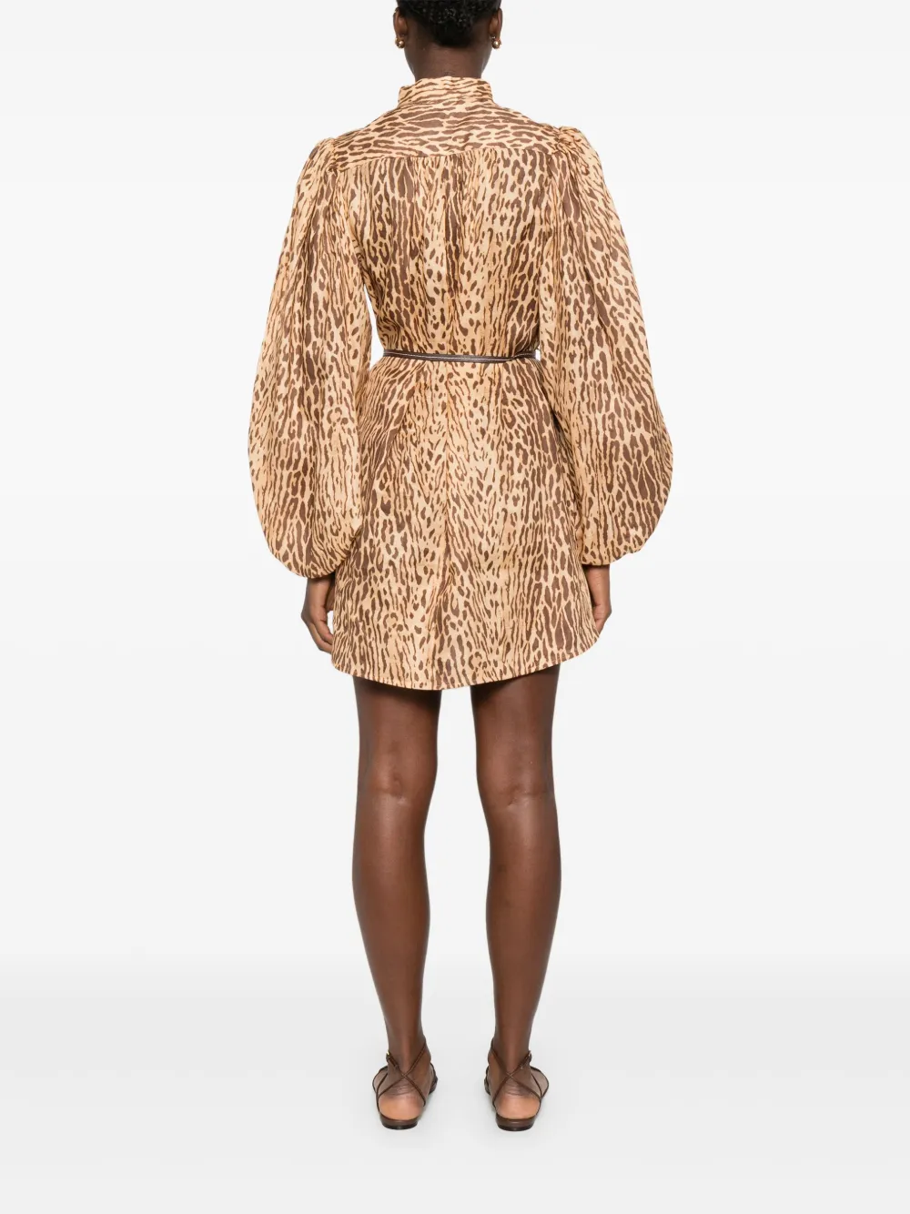 ZIMMERMANN Cascadian mini-jurk met luipaardprint Beige