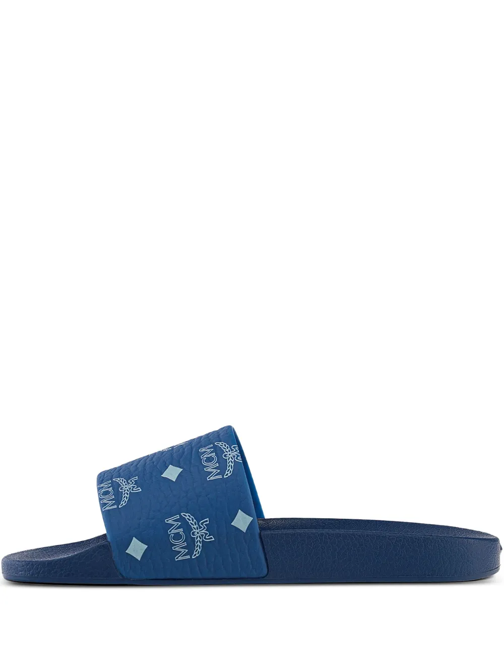 MCM monogram-print slides Blue