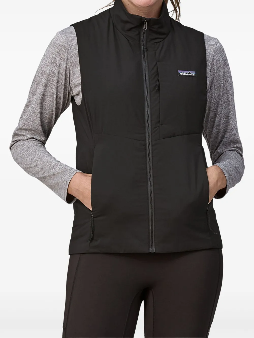 Patagonia quilted zip-front vest Zwart
