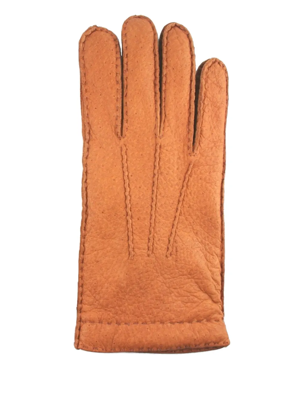 Restelli leather stitched gloves Bruin
