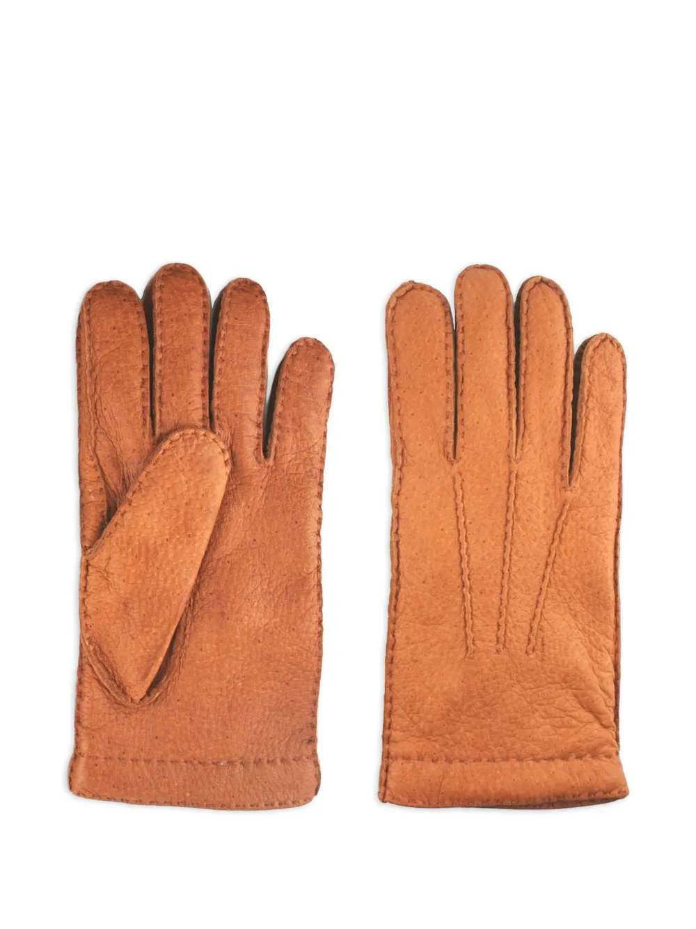 Restelli leather stitched gloves Bruin